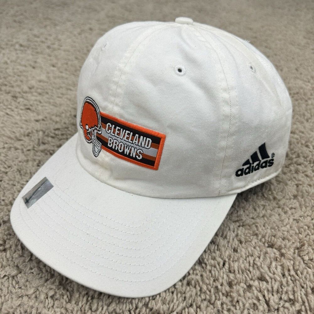 Cleveland Browns Hat Adidas Adjustable Strap Beige Helmet/Spellout Patch Vtg Cap